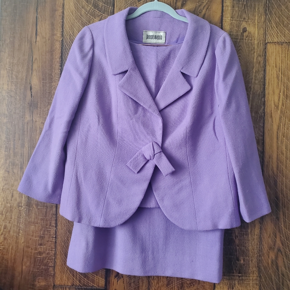 VINTAGE Joseph Magnin purple 3 piece 1950s women's suit Excellent condition